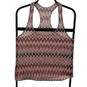 Top Secret Women's SM New Wave Weave Pattern Racer Back Tank Blouse